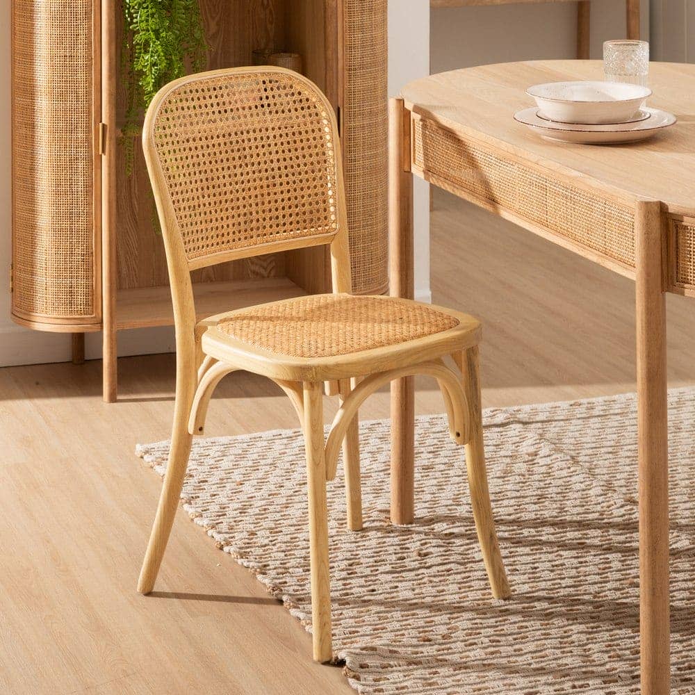 Silla de Olmo Franklin con Asiento de Ratán Trenzado - Elegancia Natural para Comedores y Salones (86 cm) - Imagen 13