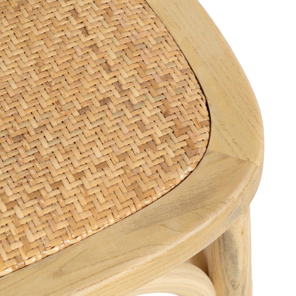 Silla de Olmo Franklin con Asiento de Ratán Trenzado - Elegancia Natural para Comedores y Salones (86 cm) - Imagen 8