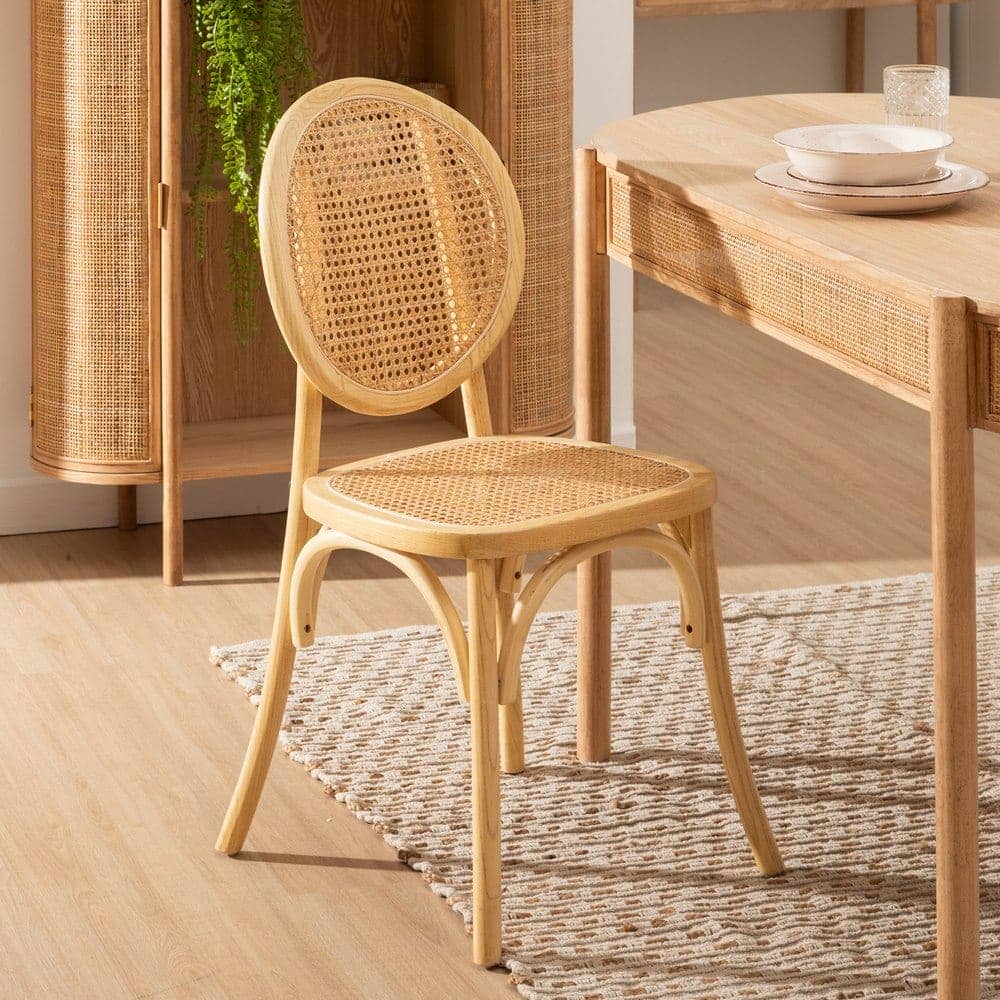 Silla de Olmo Harris con Asiento de Ratán Trenzado - Diseño Rústico y Ergonómico para Comedores - 89 cm - Imagen 13