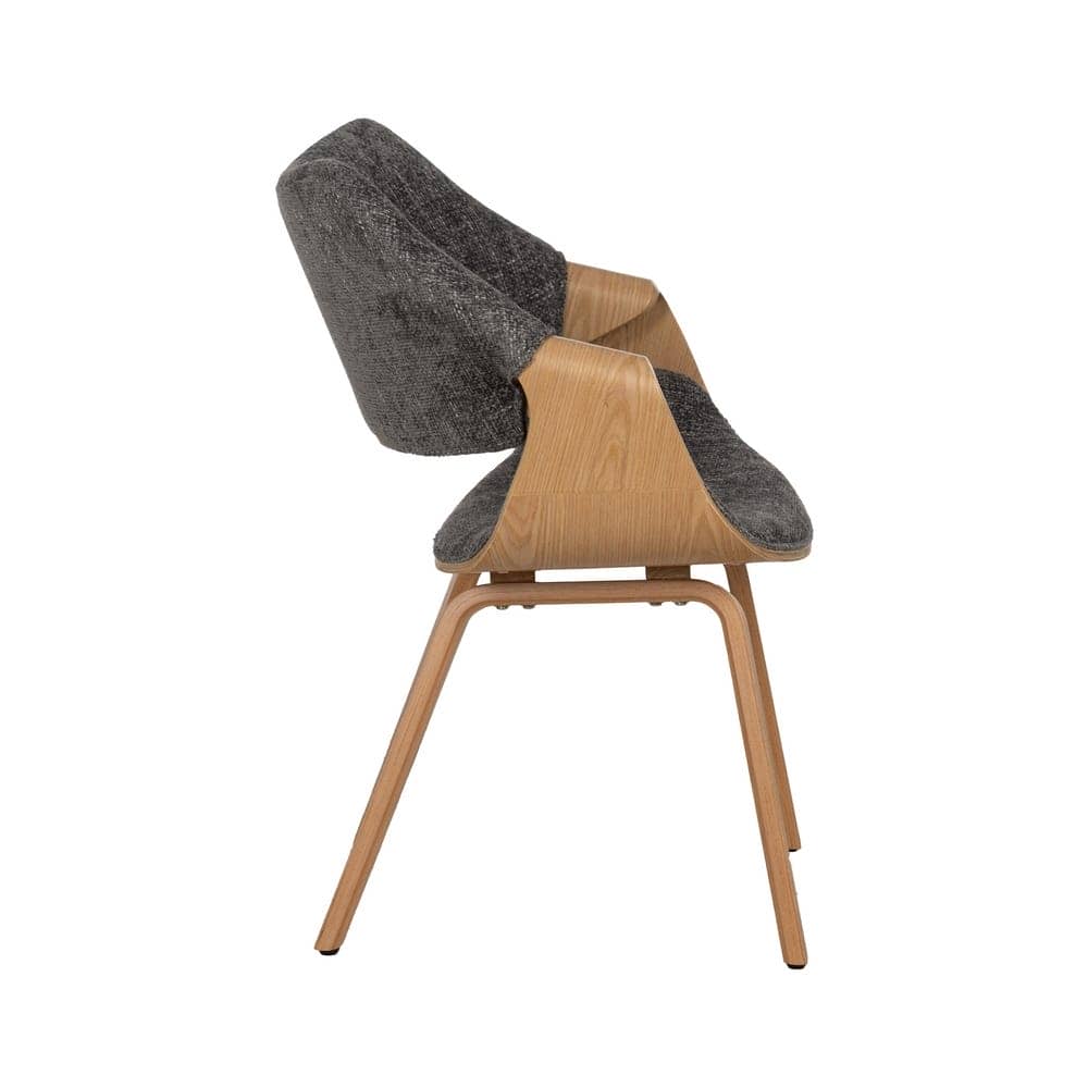 Silla Quilven Gris con Tejido 100% Poliéster y Madera de Haya - Elegancia y Confort 82 cm para Comedores y Salones - Imagen 2