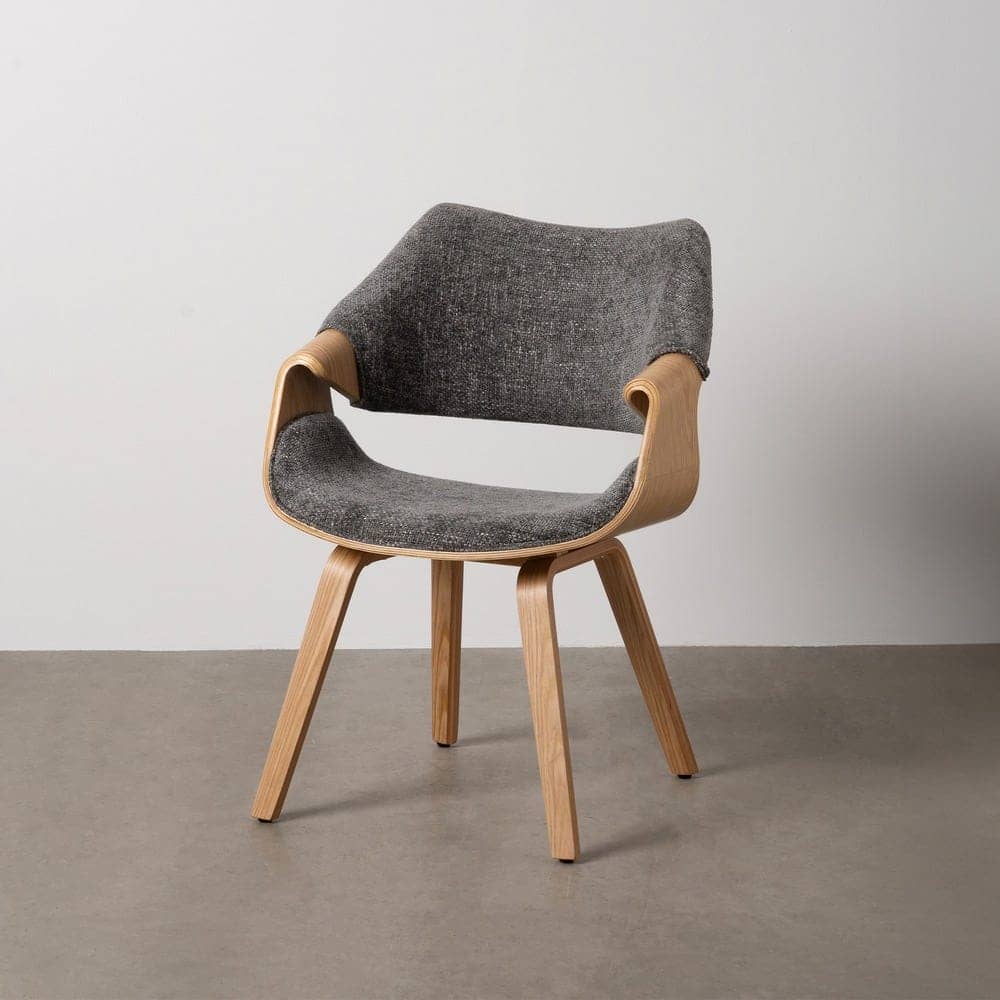 Silla Quilven Gris con Tejido 100% Poliéster y Madera de Haya - Elegancia y Confort 82 cm para Comedores y Salones - Imagen 11