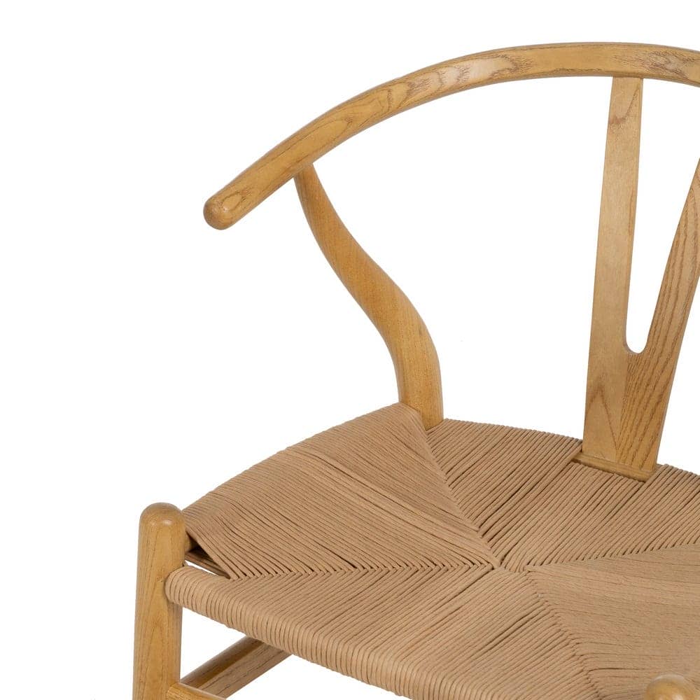Silla de Madera de Olmo Valric 78 cm - Diseño Escandinavo con Asiento de Ratán Tejido y Reposabrazos Ergonómicos - Imagen 10