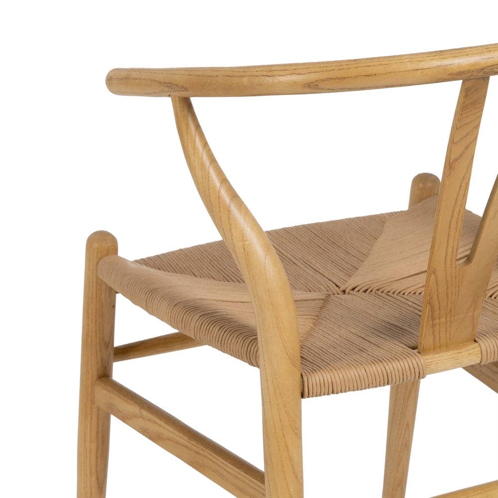 Silla de Madera de Olmo Valric 78 cm - Diseño Escandinavo con Asiento de Ratán Tejido y Reposabrazos Ergonómicos - Imagen 12