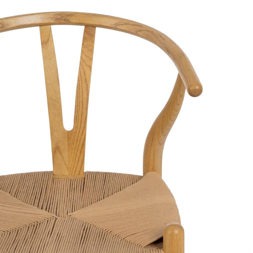 Silla de Madera de Olmo Valric 78 cm - Diseño Escandinavo con Asiento de Ratán Tejido y Reposabrazos Ergonómicos - Imagen 4