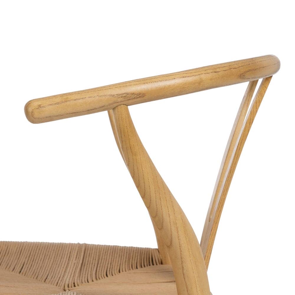 Silla de Madera de Olmo Valric 78 cm - Diseño Escandinavo con Asiento de Ratán Tejido y Reposabrazos Ergonómicos - Imagen 6