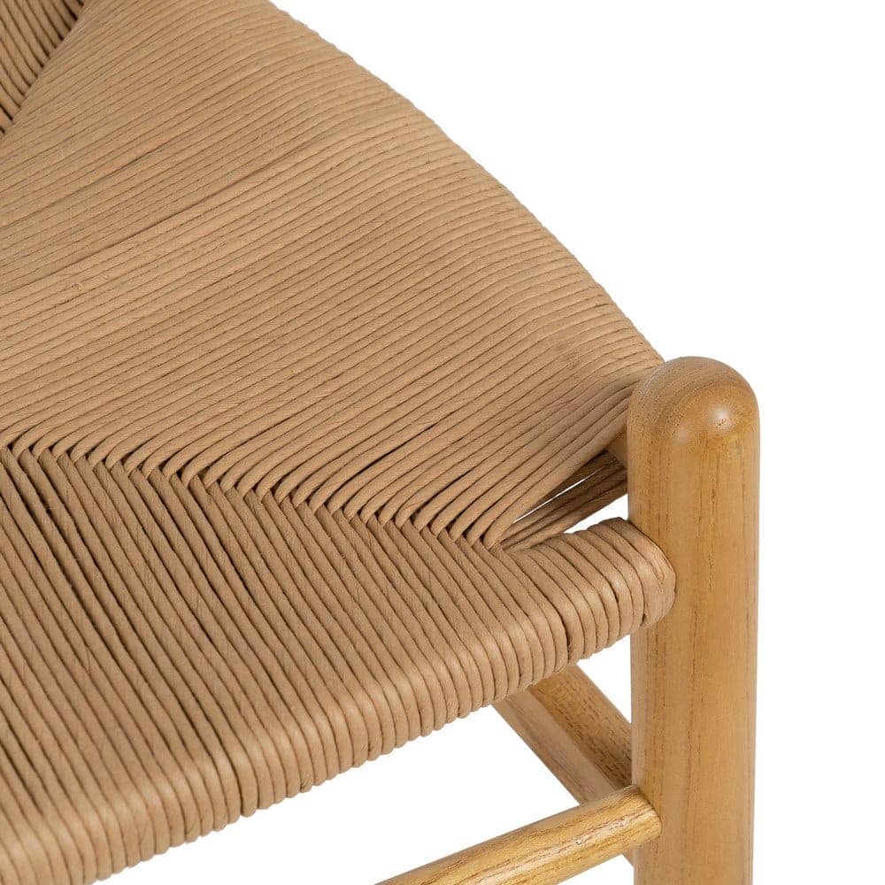 Silla de Madera de Olmo Valric 78 cm - Diseño Escandinavo con Asiento de Ratán Tejido y Reposabrazos Ergonómicos - Imagen 8