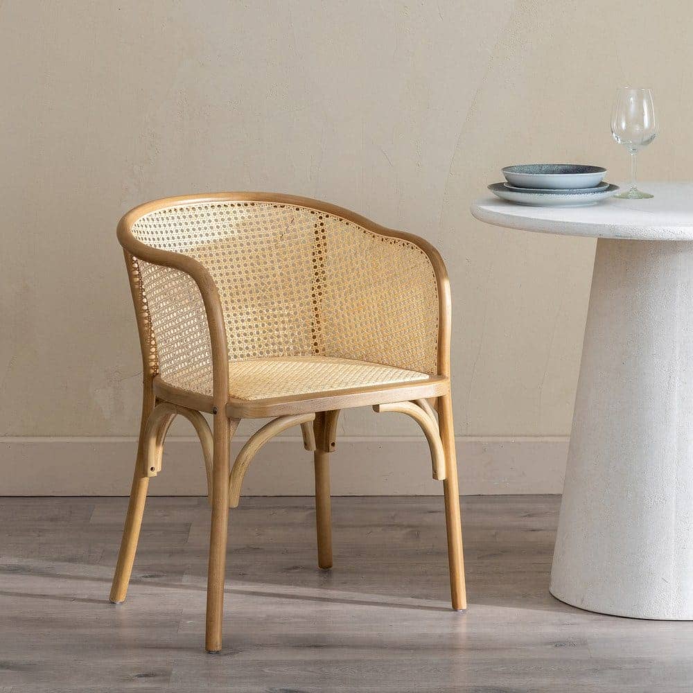 Silla de Madera y Ratán Nixon 56 cm - Diseño Elegante y Confortable para Comedor, Oficina y Terraza - Imagen 14