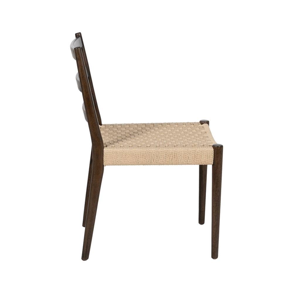Silla Adler Marrón de Madera y Fibra Natural - Diseño Moderno y Cómodo para Comedor y Salón (80 cm) - Imagen 2
