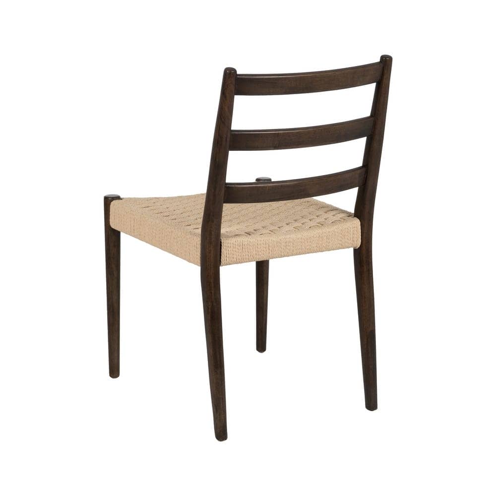 Silla Adler Marrón de Madera y Fibra Natural - Diseño Moderno y Cómodo para Comedor y Salón (80 cm) - Imagen 3