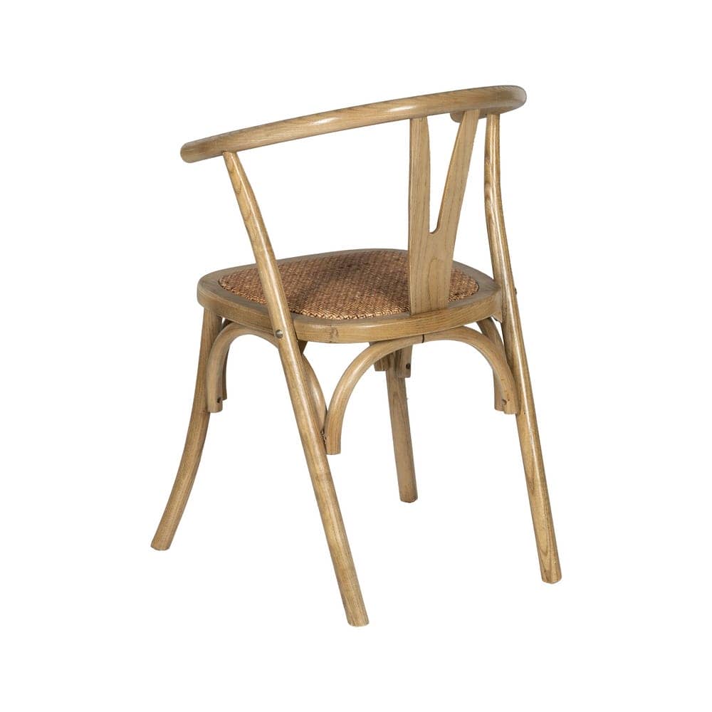 Silla Camden de Madera de Olmo y Ratán - Elegante y Cómoda, 81 cm, Ideal para Comedor y Terraza - Imagen 3