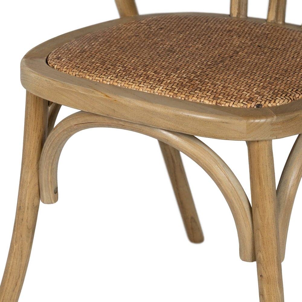 Silla Remington Marrón de Madera de Olmo y Ratán con Reposabrazos - Elegante y Cómoda para tu Hogar - Imagen 9