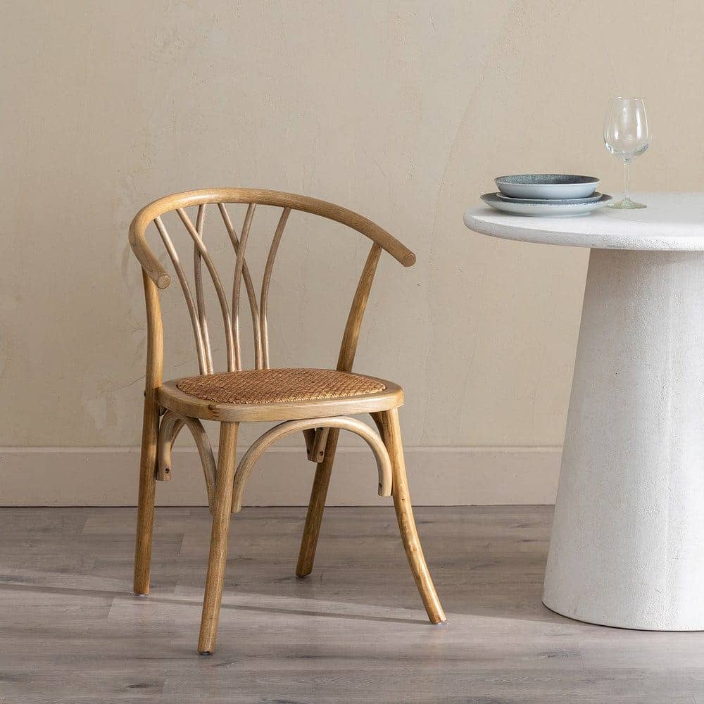 Silla Remington Marrón de Madera de Olmo y Ratán con Reposabrazos - Elegante y Cómoda para tu Hogar - Imagen 14