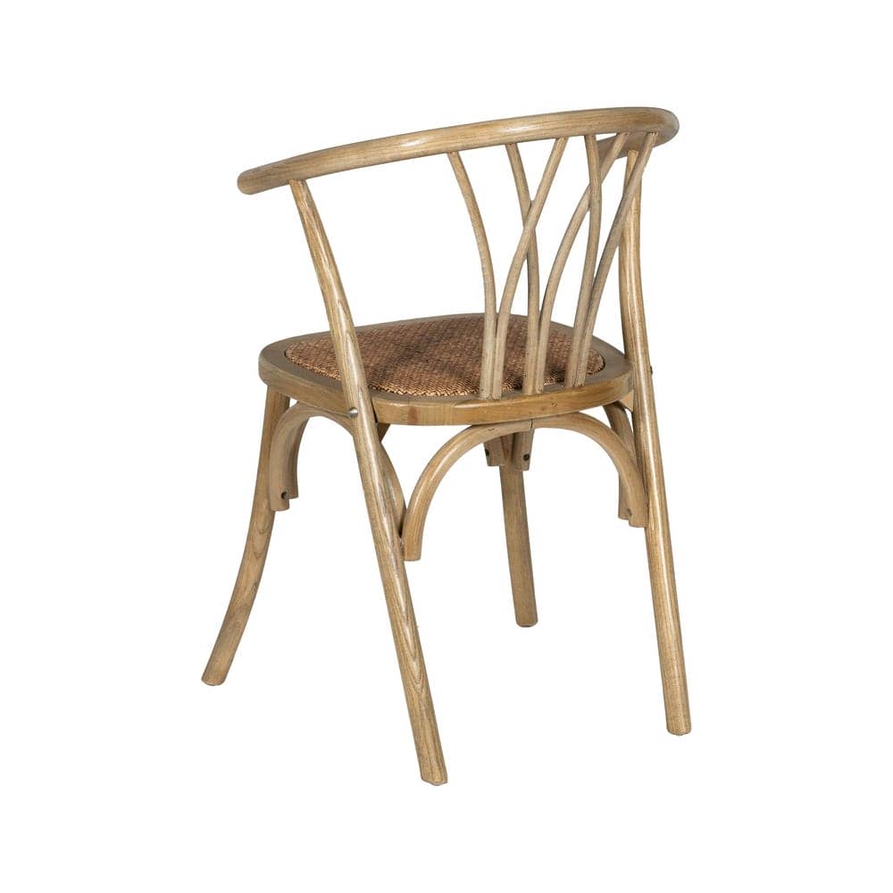 Silla Remington Marrón de Madera de Olmo y Ratán con Reposabrazos - Elegante y Cómoda para tu Hogar - Imagen 3