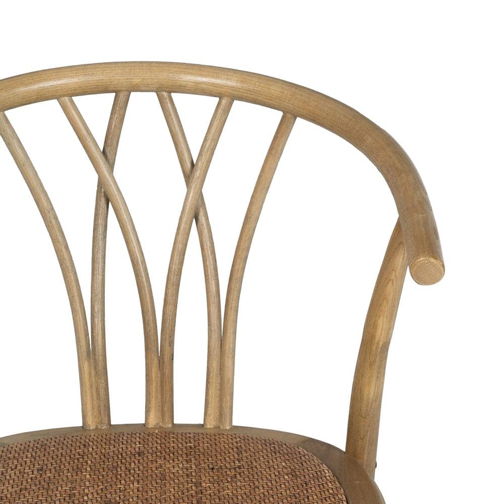 Silla Remington Marrón de Madera de Olmo y Ratán con Reposabrazos - Elegante y Cómoda para tu Hogar - Imagen 4
