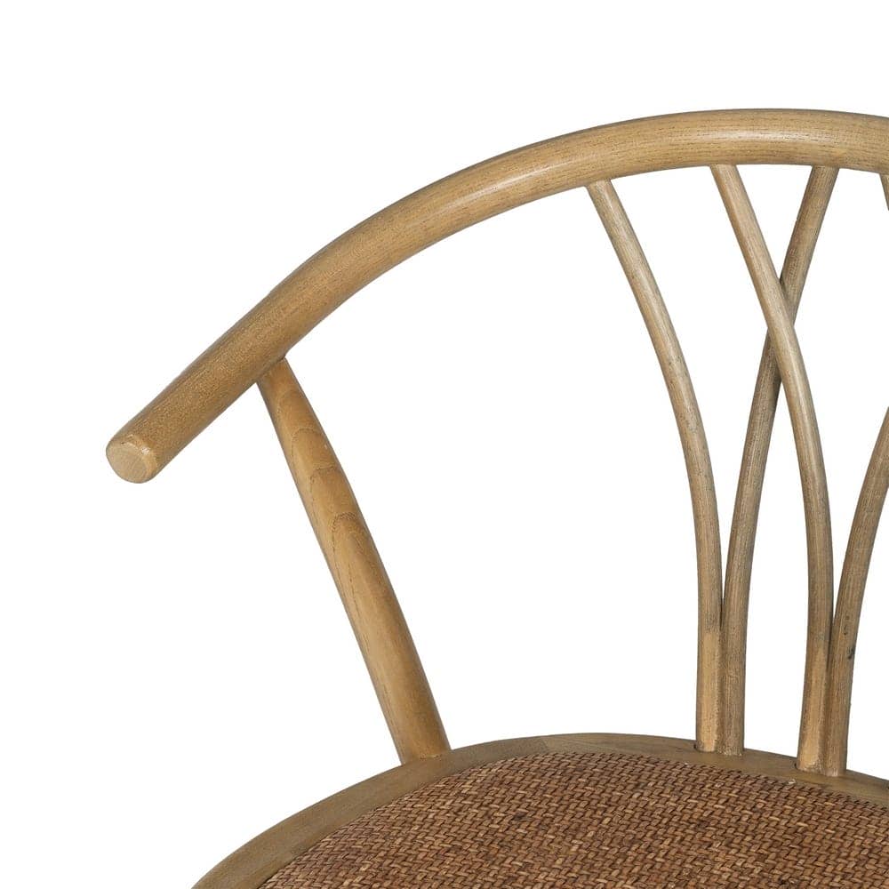 Silla Remington Marrón de Madera de Olmo y Ratán con Reposabrazos - Elegante y Cómoda para tu Hogar - Imagen 5