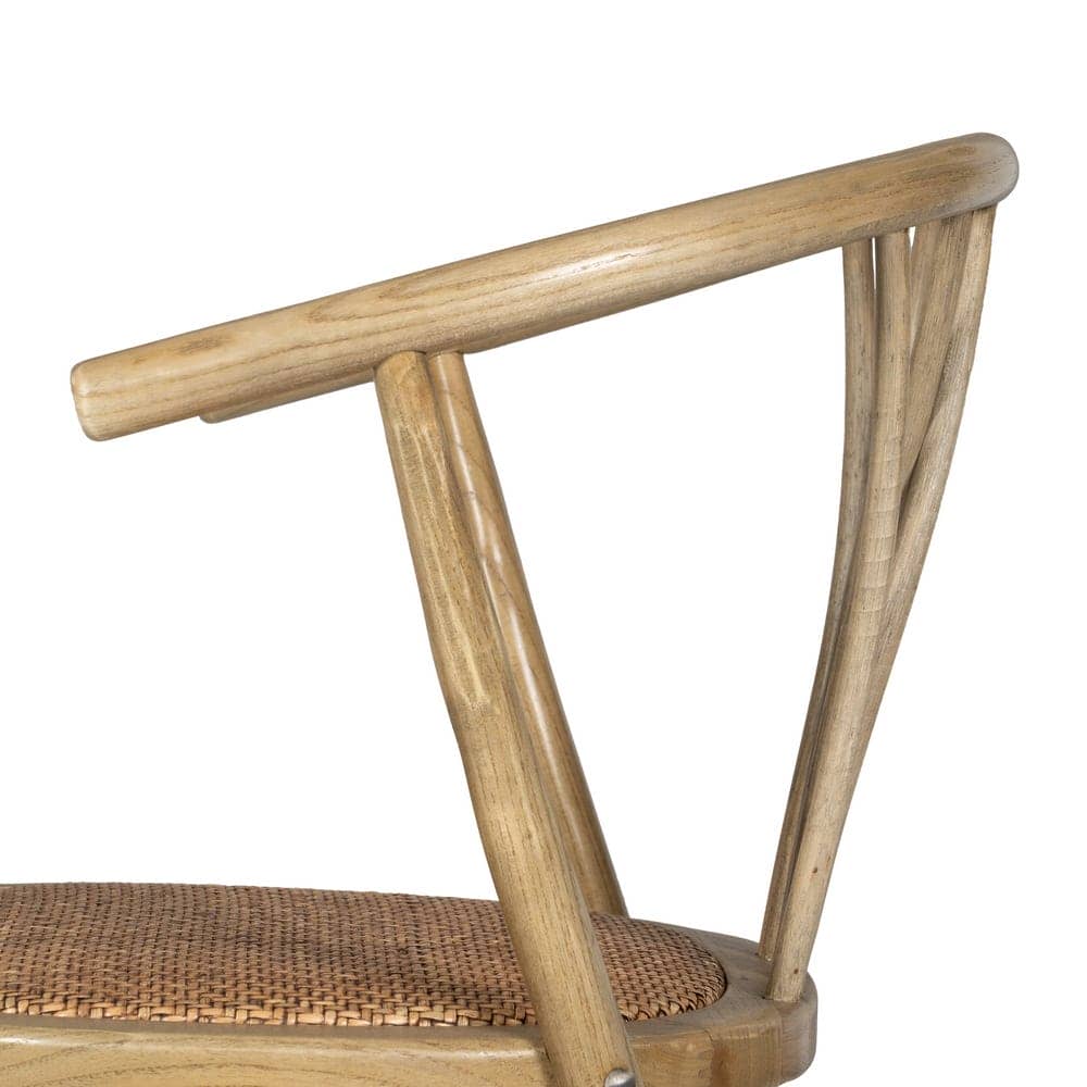 Silla Remington Marrón de Madera de Olmo y Ratán con Reposabrazos - Elegante y Cómoda para tu Hogar - Imagen 6