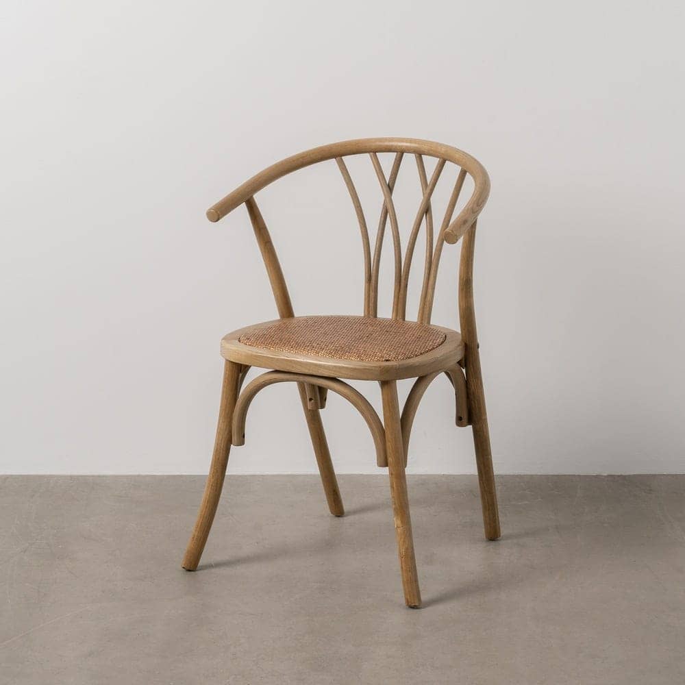 Silla Remington Marrón de Madera de Olmo y Ratán con Reposabrazos - Elegante y Cómoda para tu Hogar - Imagen 15