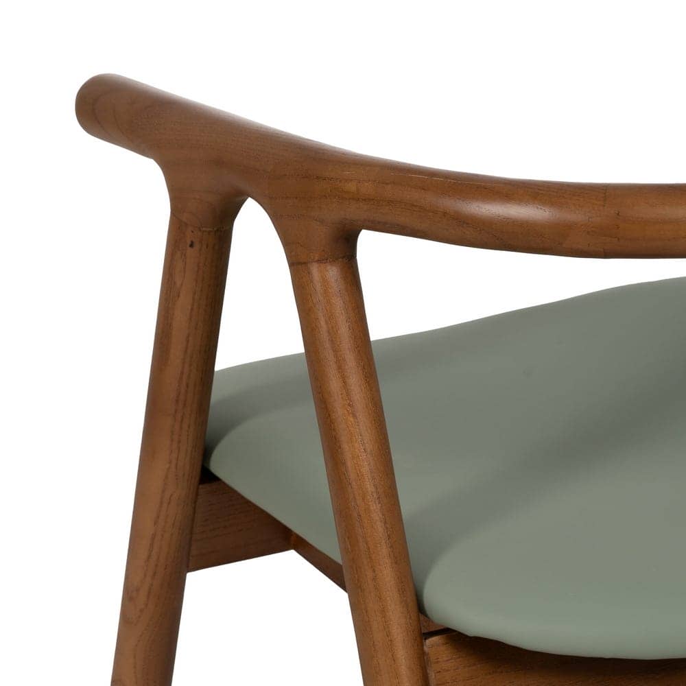Silla Granth de Madera de Olmo Clásica y Elegante con Asiento en Simil Piel Verde - 71 cm, Confort y Estilo para tu Hogar - Imagen 9