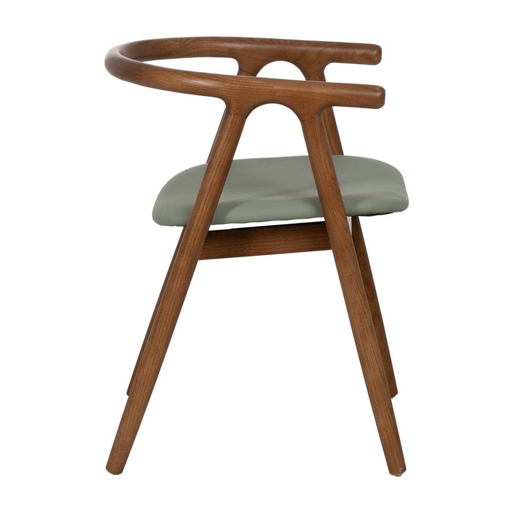 Silla Granth de Madera de Olmo Clásica y Elegante con Asiento en Simil Piel Verde - 71 cm, Confort y Estilo para tu Hogar - Imagen 2