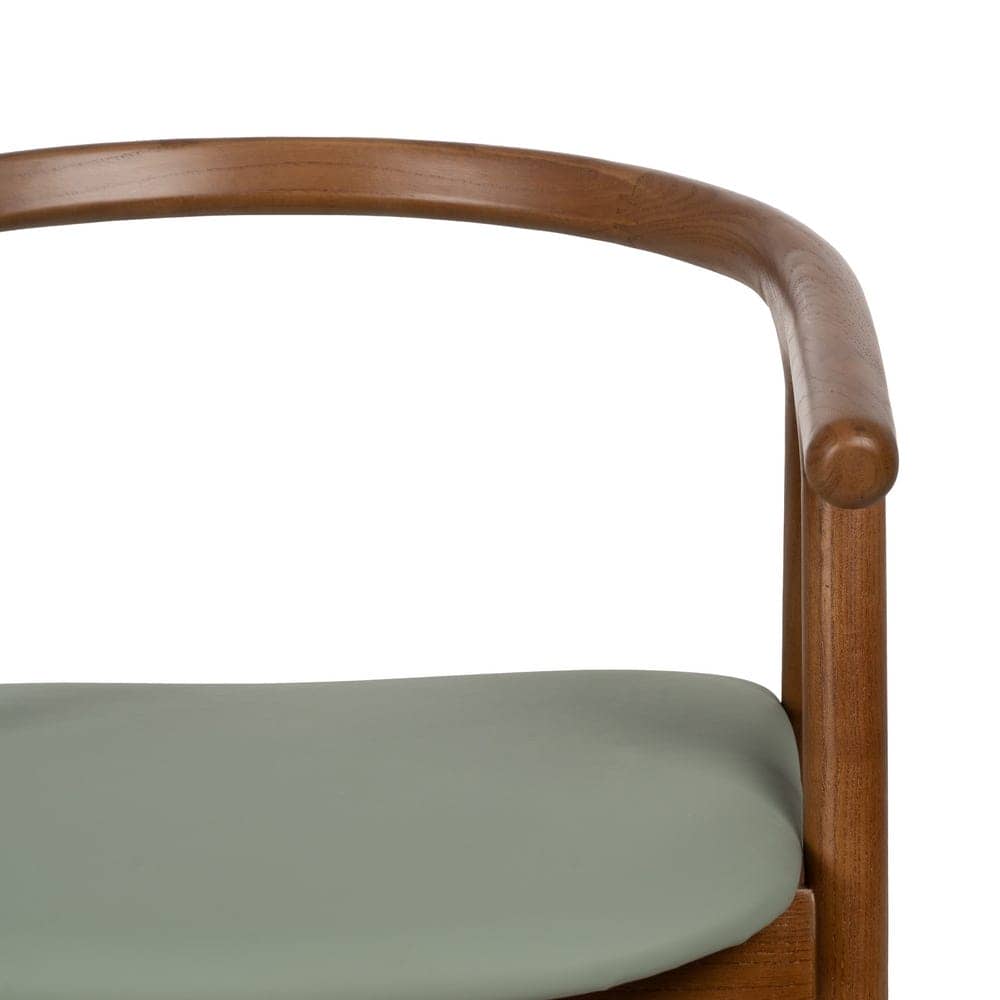 Silla Granth de Madera de Olmo Clásica y Elegante con Asiento en Simil Piel Verde - 71 cm, Confort y Estilo para tu Hogar - Imagen 4