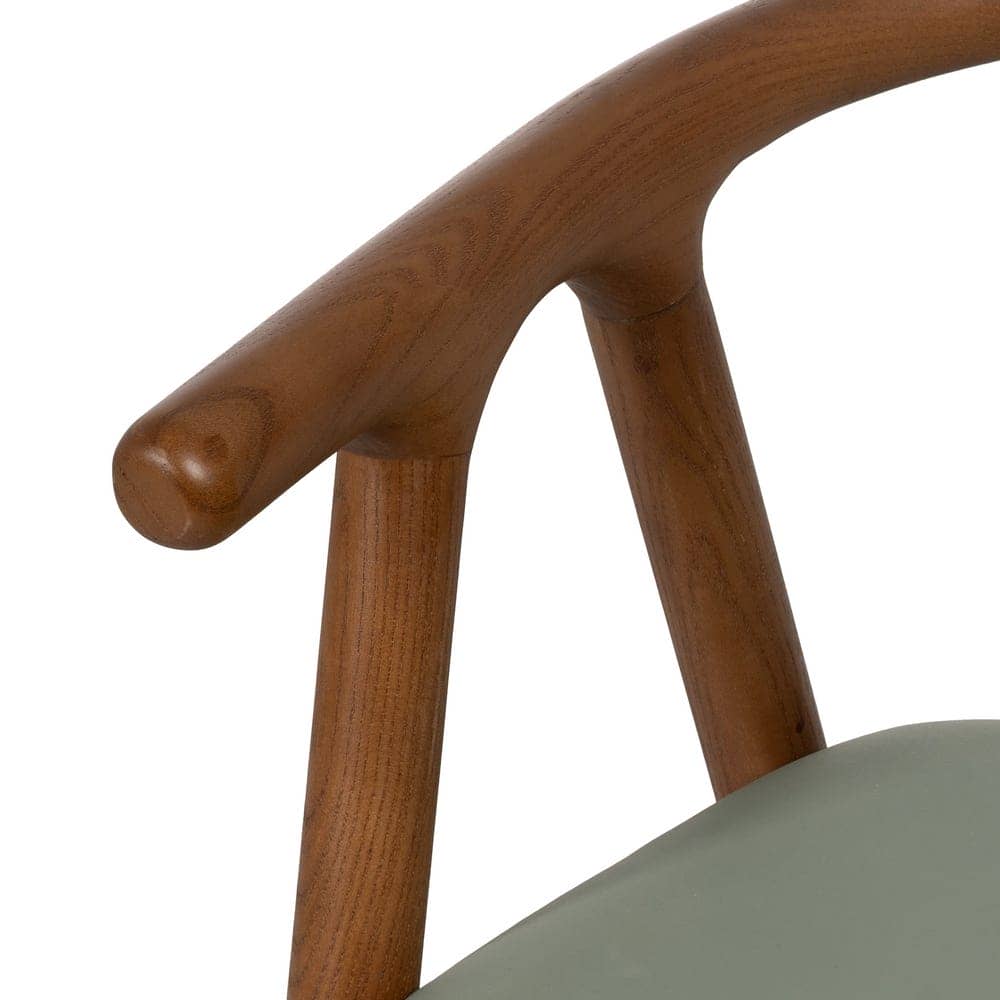 Silla Granth de Madera de Olmo Clásica y Elegante con Asiento en Simil Piel Verde - 71 cm, Confort y Estilo para tu Hogar - Imagen 5