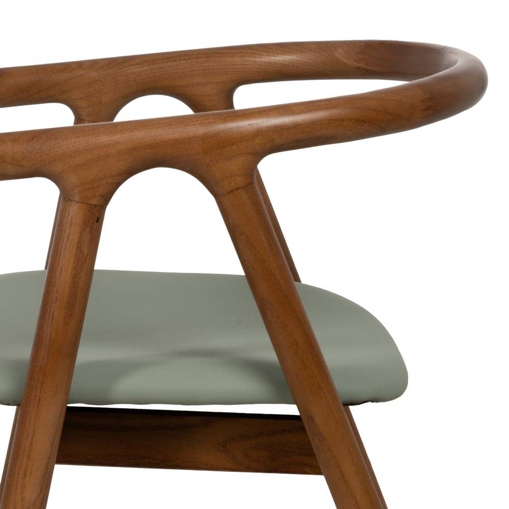 Silla Granth de Madera de Olmo Clásica y Elegante con Asiento en Simil Piel Verde - 71 cm, Confort y Estilo para tu Hogar - Imagen 6