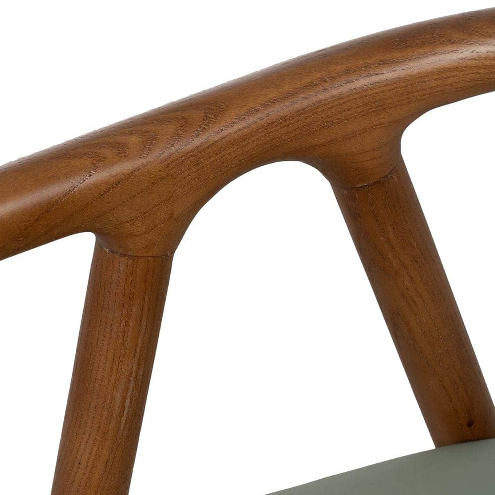 Silla Granth de Madera de Olmo Clásica y Elegante con Asiento en Simil Piel Verde - 71 cm, Confort y Estilo para tu Hogar - Imagen 7