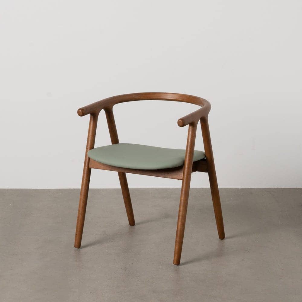Silla Granth de Madera de Olmo Clásica y Elegante con Asiento en Simil Piel Verde - 71 cm, Confort y Estilo para tu Hogar - Imagen 13