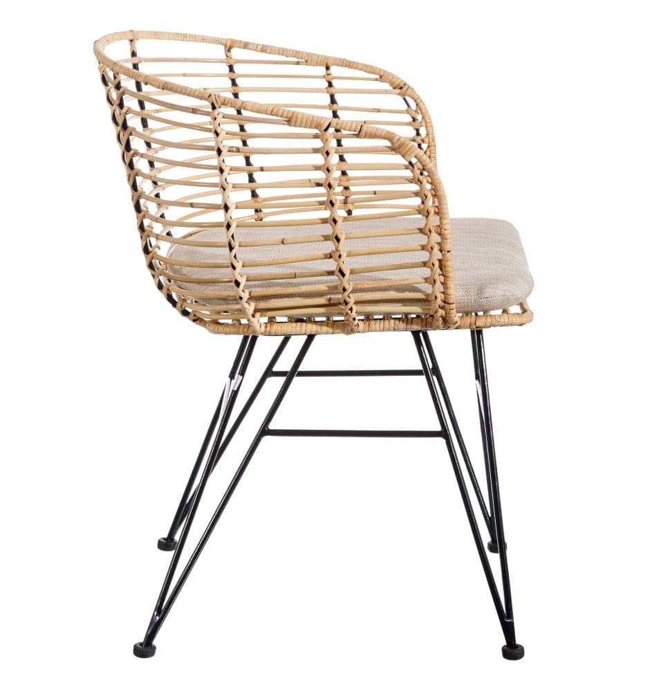 Silla Natural con Cojín Negro Desenfundable - Diseño Elegante y Funcional de 77 cm para Comedor, Salón y Oficina - Imagen 2