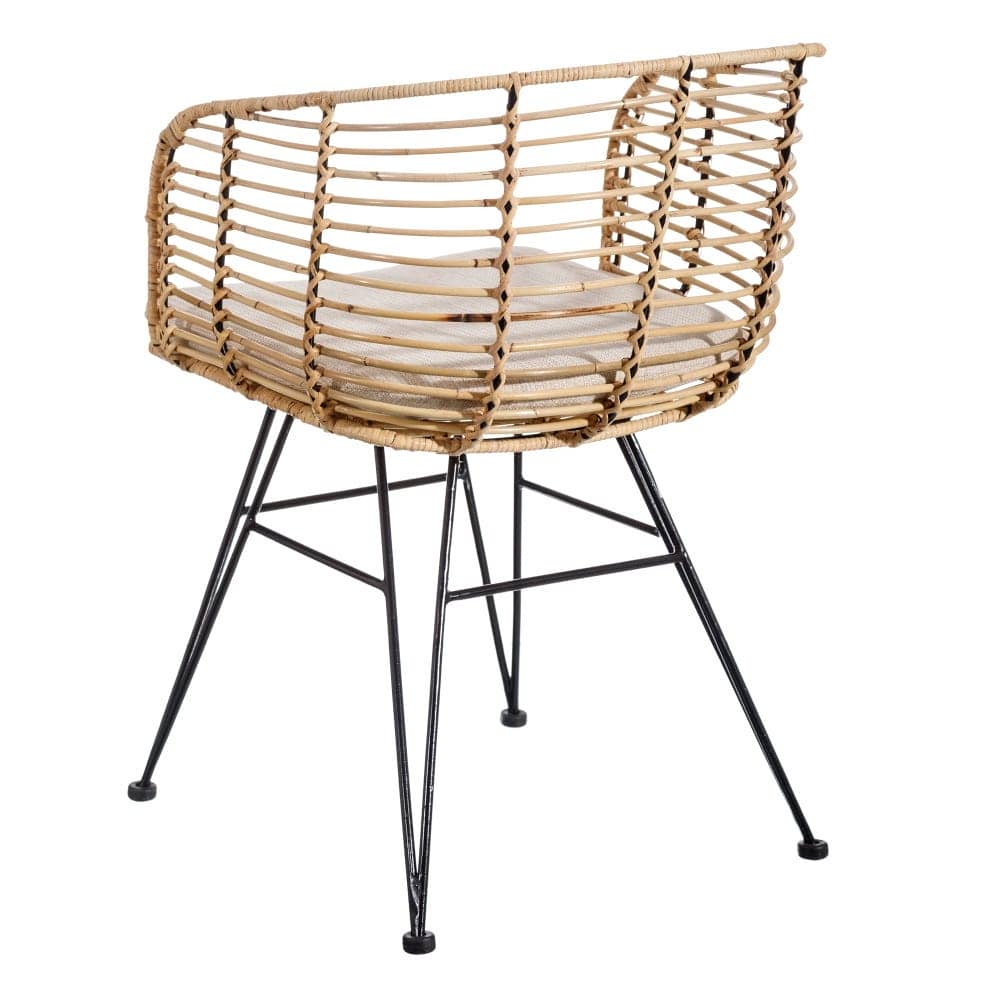 Silla Natural con Cojín Negro Desenfundable - Diseño Elegante y Funcional de 77 cm para Comedor, Salón y Oficina - Imagen 3
