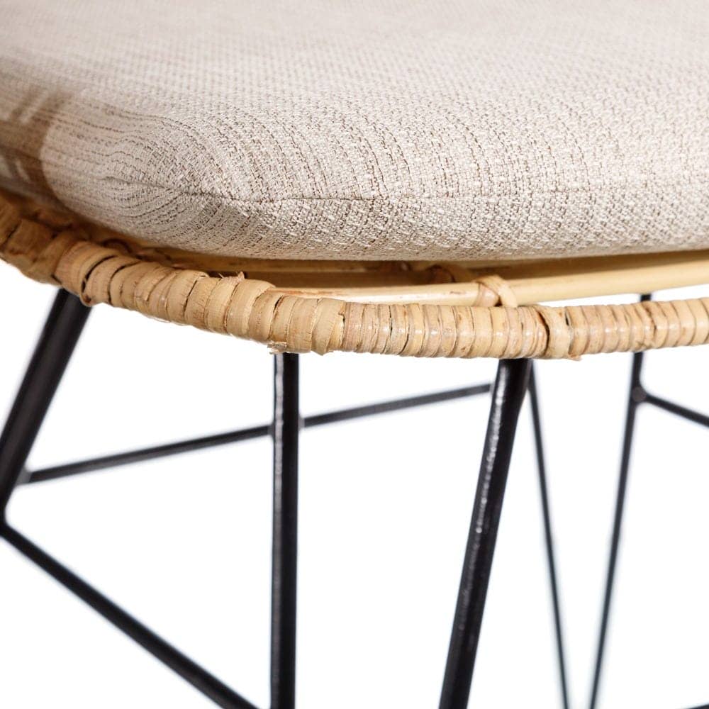 Silla Natural con Cojín Negro Desenfundable - Diseño Elegante y Funcional de 77 cm para Comedor, Salón y Oficina - Imagen 4