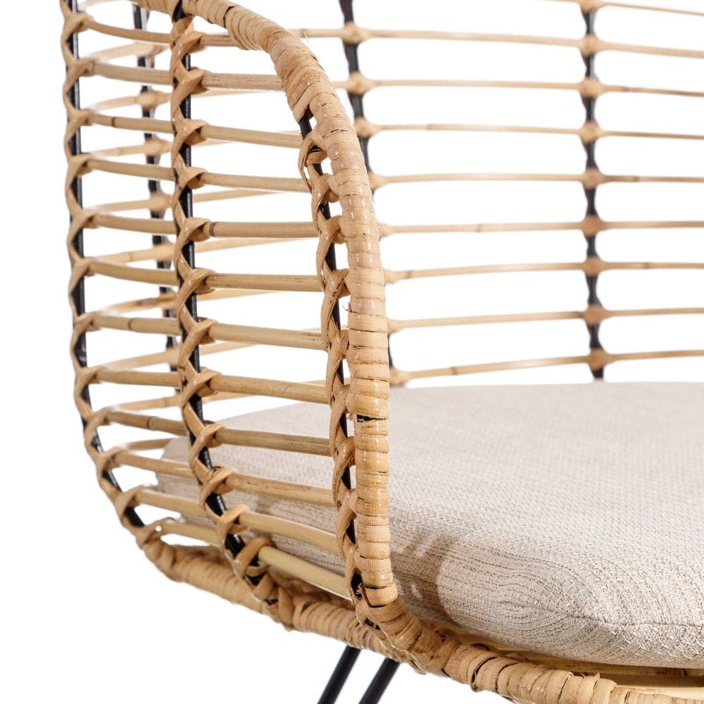 Silla Natural con Cojín Negro Desenfundable - Diseño Elegante y Funcional de 77 cm para Comedor, Salón y Oficina - Imagen 8