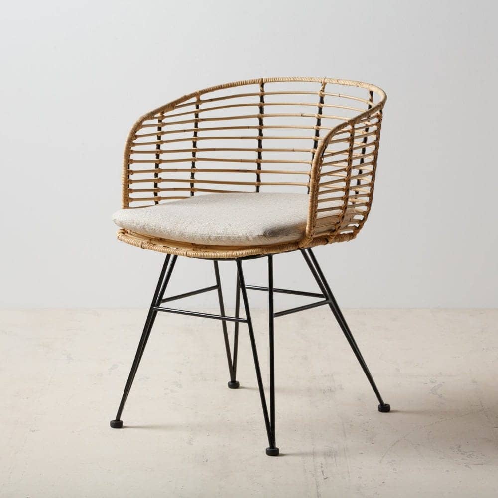 Silla Natural con Cojín Negro Desenfundable - Diseño Elegante y Funcional de 77 cm para Comedor, Salón y Oficina - Imagen 10