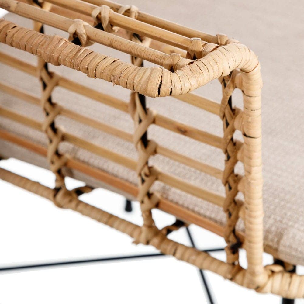 Silla Natural con Cojín Negro Desenfundable - Diseño Rústico y Moderno, 86 cm, Ideal para Comedor y Sala de Estar - Imagen 4