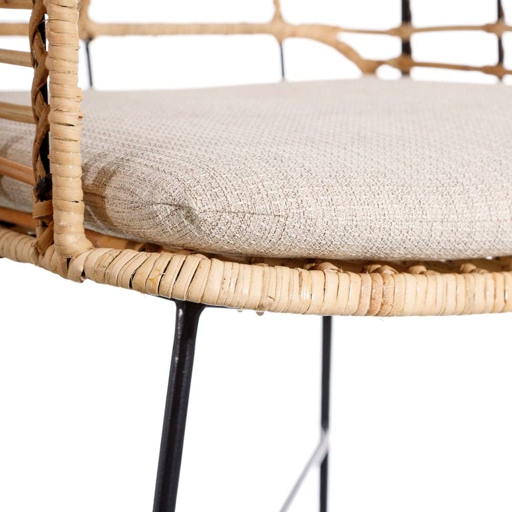 Silla Natural con Cojín Negro Desenfundable - Diseño Rústico y Moderno, 86 cm, Ideal para Comedor y Sala de Estar - Imagen 5