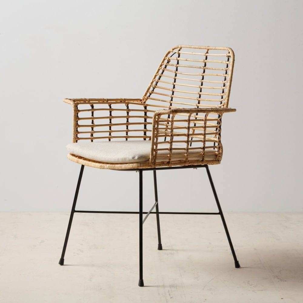 Silla Natural con Cojín Negro Desenfundable - Diseño Rústico y Moderno, 86 cm, Ideal para Comedor y Sala de Estar - Imagen 10