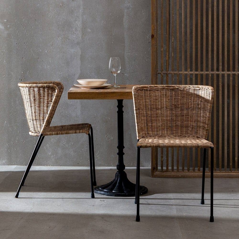 Silla Natural Negra de Fibra y Metal - Diseño Bohemio y Elegante, 77 cm - Imagen 10
