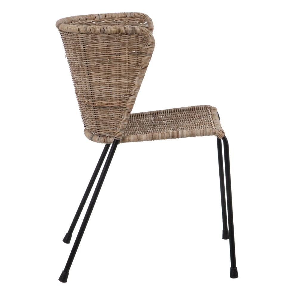 Silla Natural Negra de Fibra y Metal - Diseño Bohemio y Elegante, 77 cm - Imagen 2
