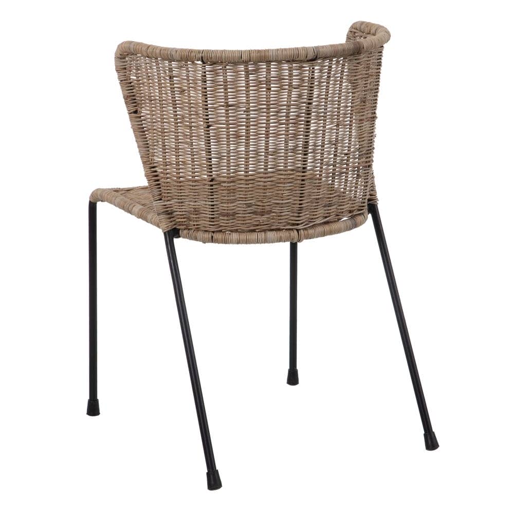Silla Natural Negra de Fibra y Metal - Diseño Bohemio y Elegante, 77 cm - Imagen 3