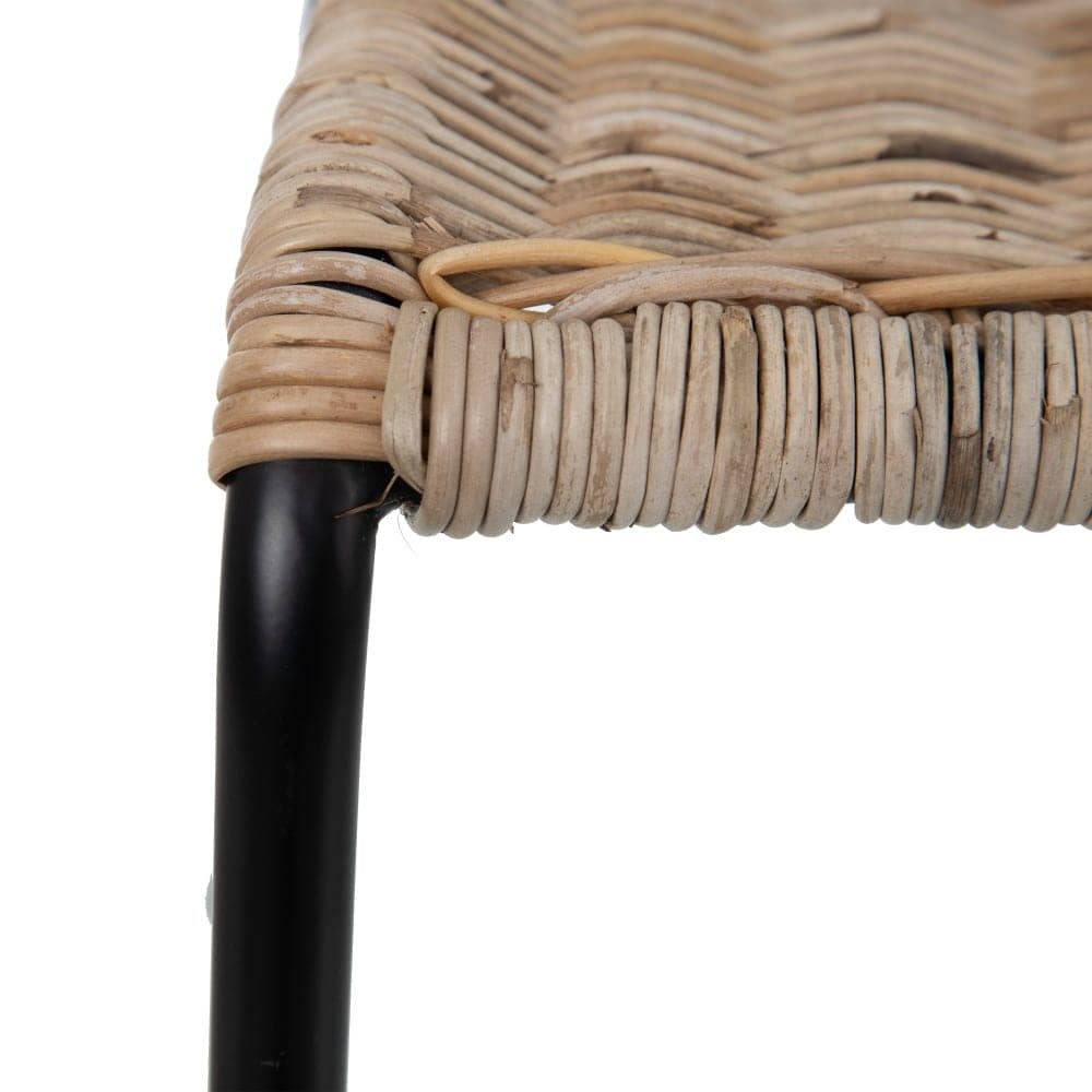 Silla Natural Negra de Fibra y Metal - Diseño Bohemio y Elegante, 77 cm - Imagen 7