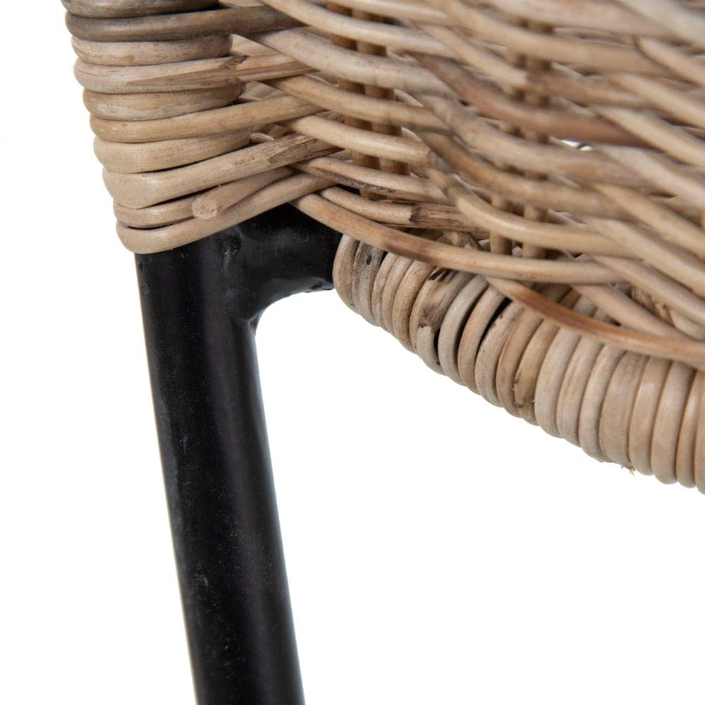 Silla Natural Negra de Fibra y Metal - Diseño Bohemio y Elegante, 77 cm - Imagen 8