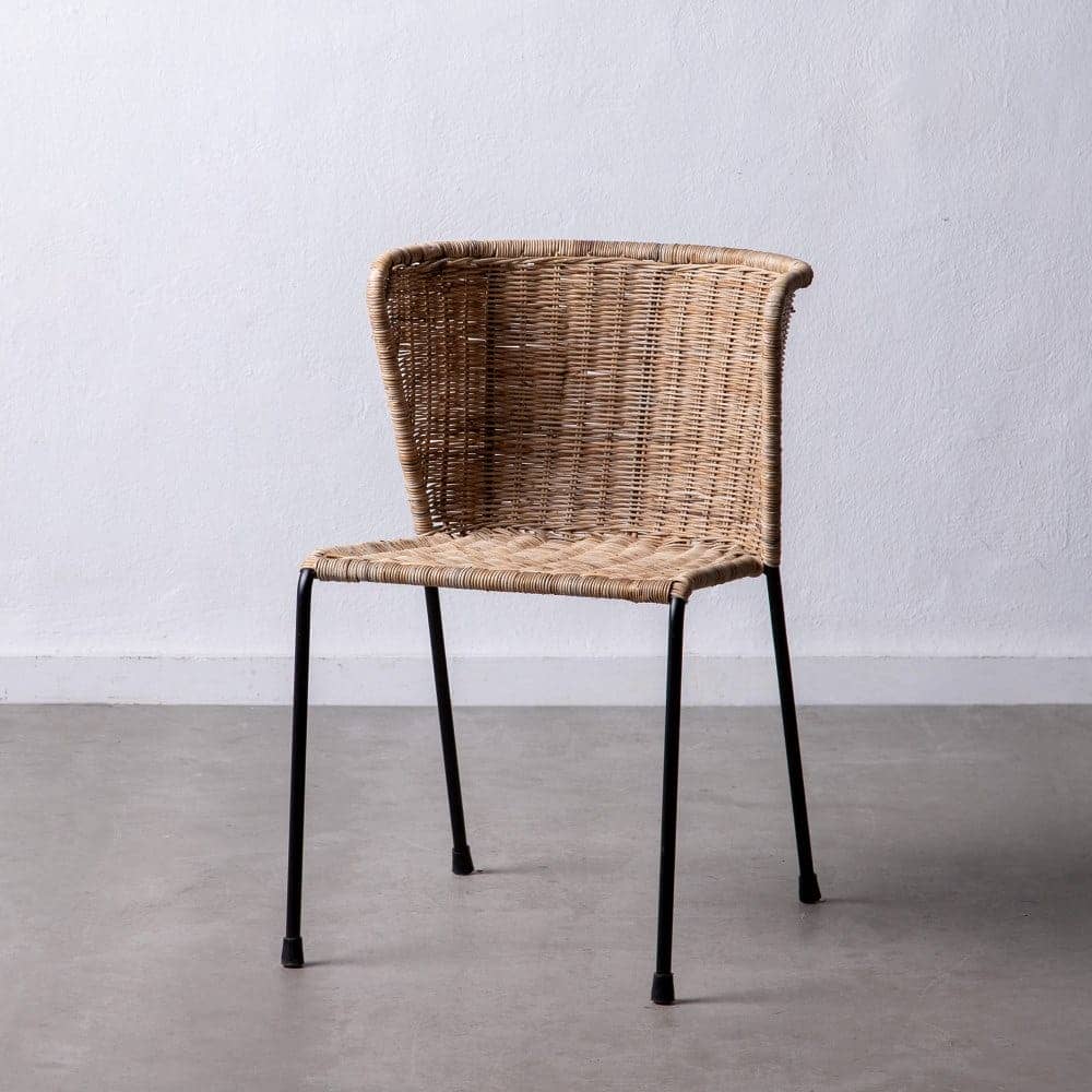 Silla Natural Negra de Fibra y Metal - Diseño Bohemio y Elegante, 77 cm - Imagen 11