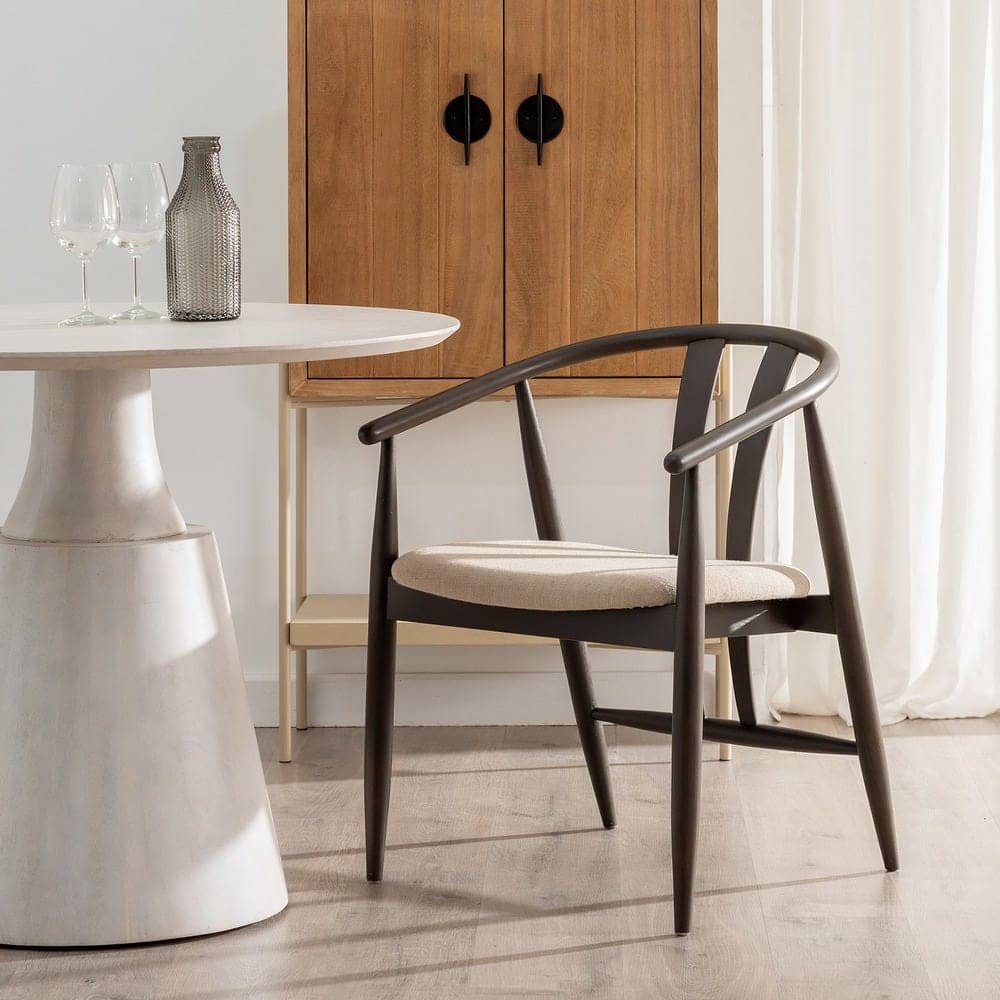 Silla Negra de Madera de Roble y Tela Acolchada 76 cm Sterling - Diseño Moderno y Confortable para Comedores y Salas de Estar - Imagen 13