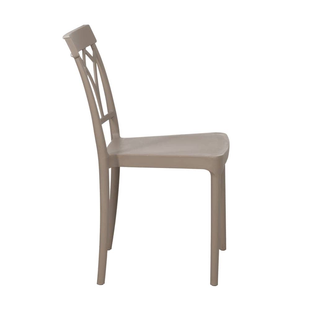 Silla Apilable Taupe de Polipropileno Dorven - Diseño Moderno y Ergonómico para Interiores y Exteriores, 83 cm, Ligera y Resistente con Protección UV - Imagen 2