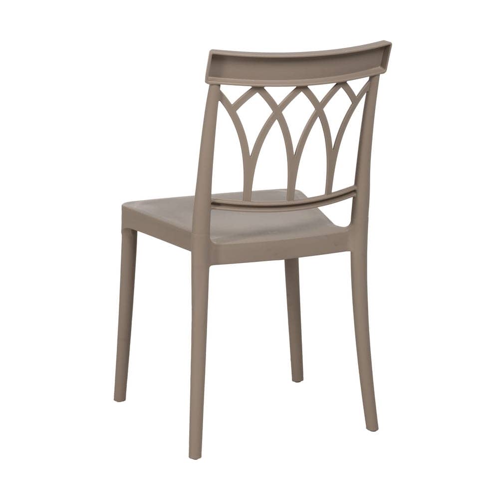 Silla Apilable Taupe de Polipropileno Dorven - Diseño Moderno y Ergonómico para Interiores y Exteriores, 83 cm, Ligera y Resistente con Protección UV - Imagen 3