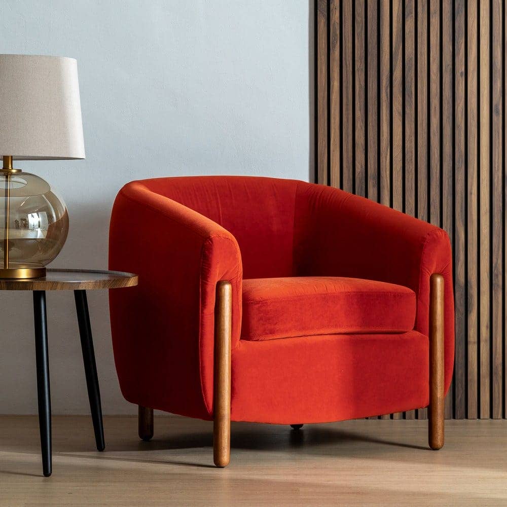 Sillón Rojo de Terciopelo y Madera para Salón - Diseño Contemporáneo 82 cm, Comodidad y Estilo para tu Hogar - Imagen 11