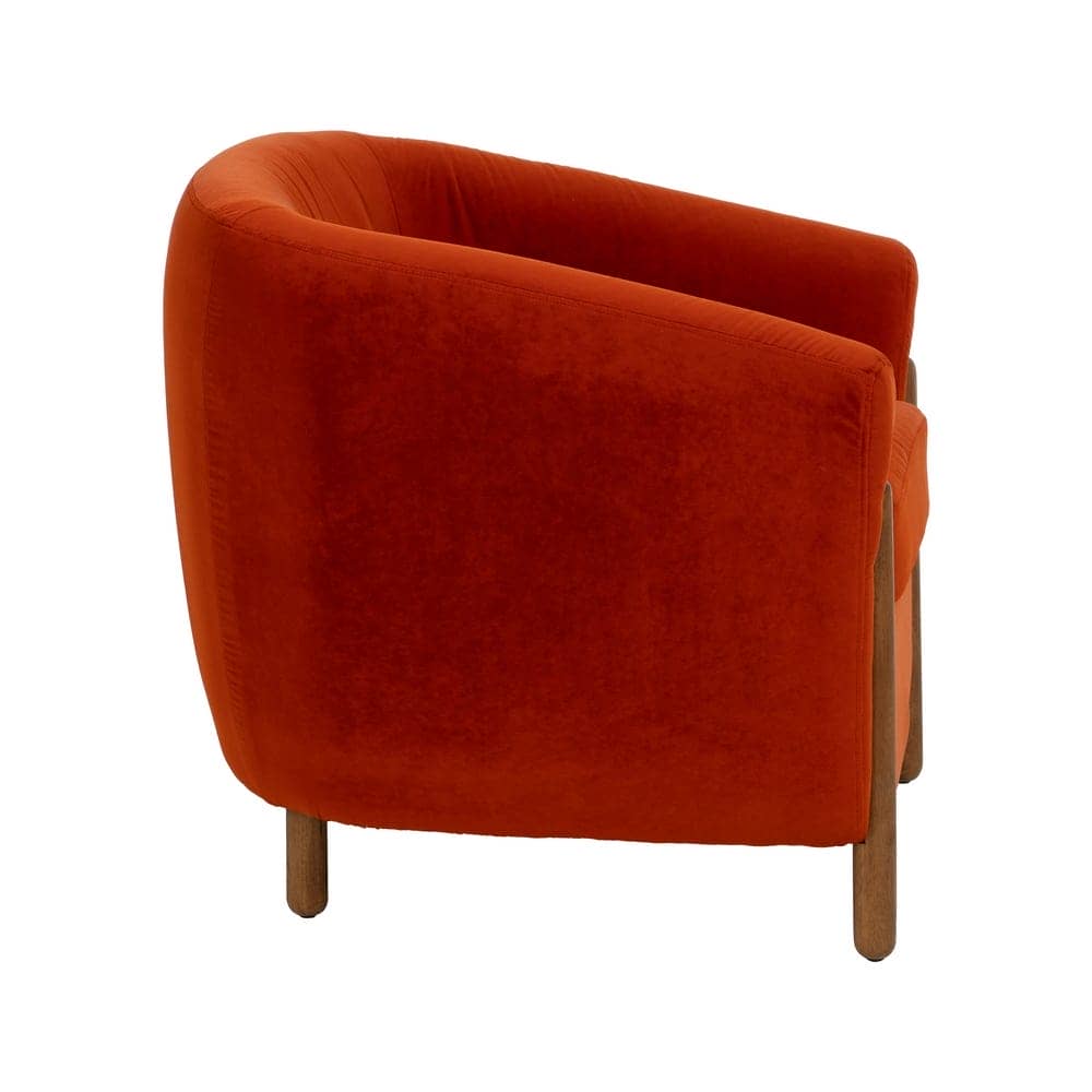 Sillón Rojo de Terciopelo y Madera para Salón - Diseño Contemporáneo 82 cm, Comodidad y Estilo para tu Hogar - Imagen 2