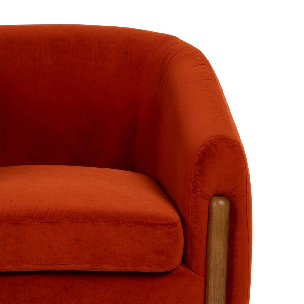 Sillón Rojo de Terciopelo y Madera para Salón - Diseño Contemporáneo 82 cm, Comodidad y Estilo para tu Hogar - Imagen 4