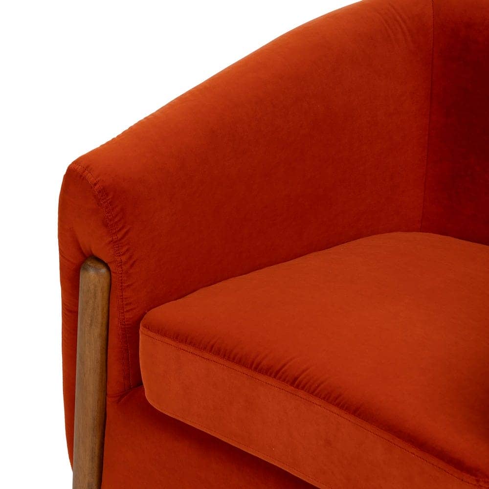 Sillón Rojo de Terciopelo y Madera para Salón - Diseño Contemporáneo 82 cm, Comodidad y Estilo para tu Hogar - Imagen 5