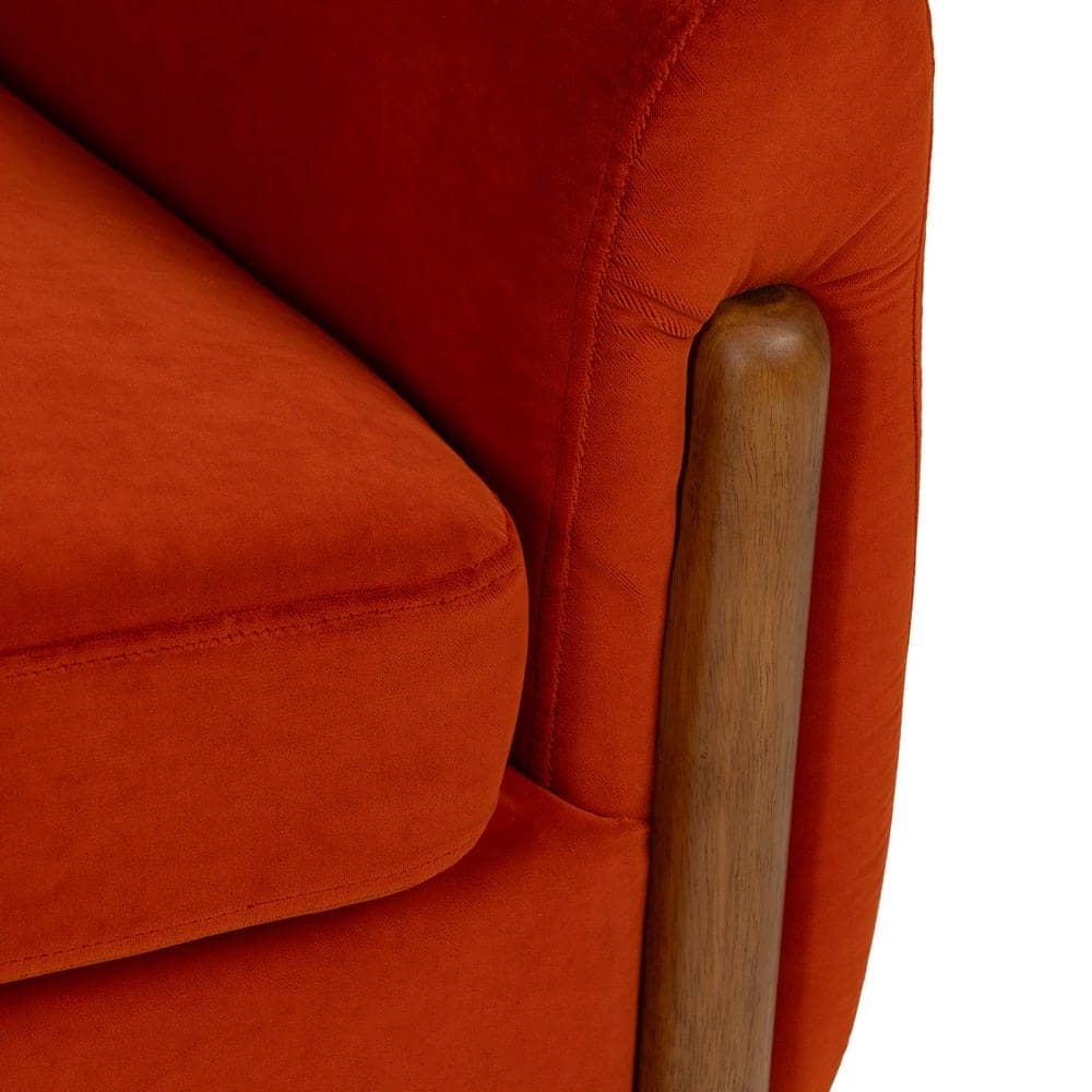 Sillón Rojo de Terciopelo y Madera para Salón - Diseño Contemporáneo 82 cm, Comodidad y Estilo para tu Hogar - Imagen 7